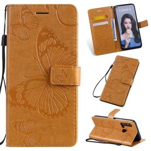 Pressed Printing Butterfly Pattern Horizontal Flip PU Leather Case with Holder & Card Slots & Wallet & Lanyard For Huawei P20 Lite 2019 / Nova 5i(Yellow)