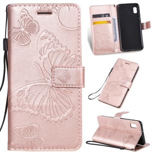 Pressed Printing Butterfly Pattern Horizontal Flip PU Leather Case with Holder & Card Slots & Wallet & Lanyard For Galaxy A80(Rose Gold)