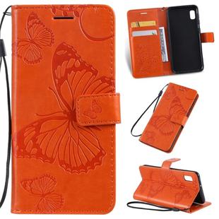 Pressed Printing Butterfly Pattern Horizontal Flip PU Leather Case with Holder & Card Slots & Wallet & Lanyard For Galaxy A10e(Orange)