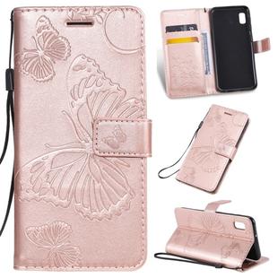 Pressed Printing Butterfly Pattern Horizontal Flip PU Leather Case with Holder & Card Slots & Wallet & Lanyard For Galaxy A10e(Rose Gold)