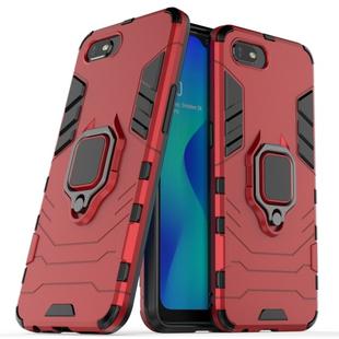 Panther PC + TPU Shockproof Protective Case with Magnetic Ring Holder for OPPO Realme C2(Red)