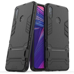 Shockproof PC + TPU Case with Holder for OPPO Realme 3(Black)