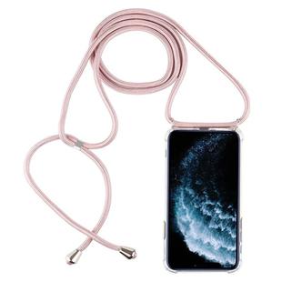 Four-Corner Anti-Fall Transparent TPU Mobile Phone Case With Lanyard for iPhone 11 Pro(Rose Gold)
