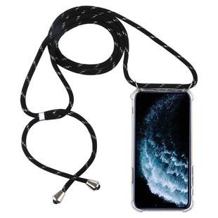 Four-Corner Anti-Fall Transparent TPU Mobile Phone Case With Lanyard for iPhone 11 Pro(Black Gold)