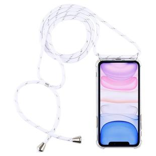 Four-Corner Anti-Fall Transparent TPU Mobile Phone Case With Lanyard for iPhone 11(White)