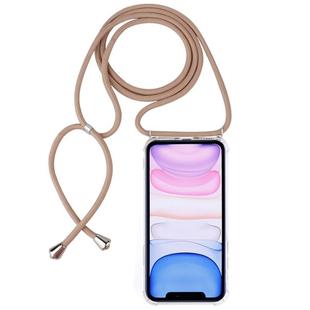 Four-Corner Anti-Fall Transparent TPU Mobile Phone Case With Lanyard for iPhone 11(Beige)