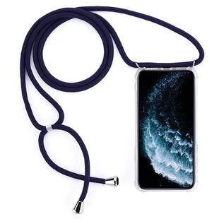 Four-Corner Anti-Fall Trasparent TPU Mobile Phone Case With Lanyard for iPhone 11 Pro Max(Dark Blue)