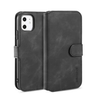 DG.MING Retro Oil Side Horizontal Flip Case with Holder & Card Slots & Wallet for iPhone 11(Black)