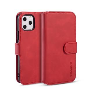DG.MING Retro Oil Side Horizontal Flip Case with Holder & Card Slots & Wallet for iPhone 11 Pro Max(Red)