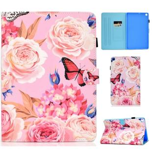 Colored Drawing Pattern Horizontal Flip PU Leather Case with Holder & Card Slots For Galaxy Tab A 10.1 (2019) / T510 / T515(Flower Butterfly)