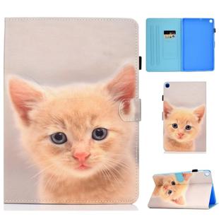 Colored Drawing Pattern Horizontal Flip PU Leather Case with Holder & Card Slots For Galaxy Tab A 10.1 (2019) / T510 / T515(Cute Cat)