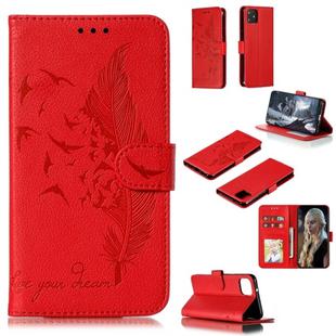 Feather Pattern Litchi Texture Horizontal Flip Leather Case with Wallet & Holder & Card Slots For Google Pixel 4XL(Red)