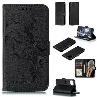 Feather Pattern Litchi Texture Horizontal Flip Leather Case with Wallet & Holder & Card Slots For Google Pixel 4XL(Black)