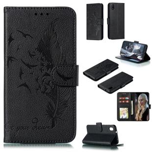 Feather Pattern Litchi Texture Horizontal Flip Leather Case with Wallet & Holder & Card Slots For Xiaomi Redmi 7A(Black)