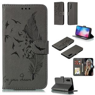 Feather Pattern Litchi Texture Horizontal Flip Leather Case with Wallet & Holder & Card Slots For Xiaomi Mi 9(Gray)