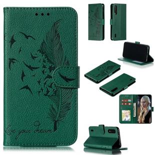 Feather Pattern Litchi Texture Horizontal Flip Leather Case with Wallet & Holder & Card Slots For Xiaomi Mi CC9(Green)