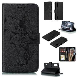 Feather Pattern Litchi Texture Horizontal Flip Leather Case with Wallet & Holder & Card Slots For Xiaomi Mi CC9e(Black)