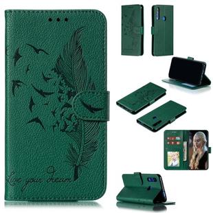 Feather Pattern Litchi Texture Horizontal Flip Leather Case with Wallet & Holder & Card Slots For Huawei P Smart Z / Y9 Prime (2019)(Green)