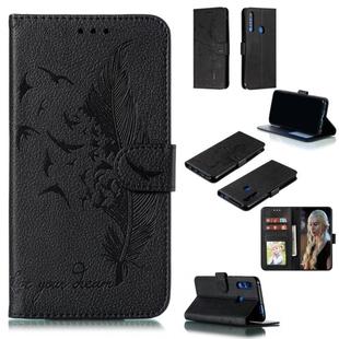 Feather Pattern Litchi Texture Horizontal Flip Leather Case with Wallet & Holder & Card Slots For Huawei P Smart Z / Y9 Prime (2019)(Black)