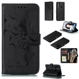 Feather Pattern Litchi Texture Horizontal Flip Leather Case with Wallet & Holder & Card Slots For Huawei P20 Lite (2019) / Nova 5i(Black)