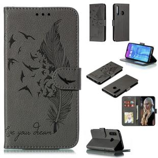 Feather Pattern Litchi Texture Horizontal Flip Leather Case with Wallet & Holder & Card Slots For Huawei Honor 10i / P Smart+ 2019 / Honor 20i / Honor 10 Lite(Gray)