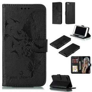 Feather Pattern Litchi Texture Horizontal Flip Leather Case with Wallet & Holder & Card Slots For iPhone 7 Plus / 8 Plus(Black)