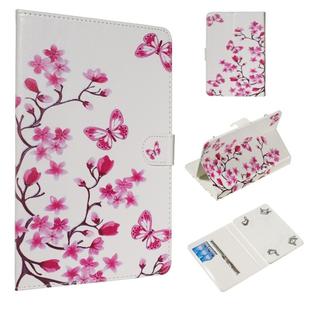 For 7 inch Universal Tablet PC Colored Drawing Pattern Horizontal Flip PU Leather Case with Holder & Card Slots(Butterfly Love Flower)
