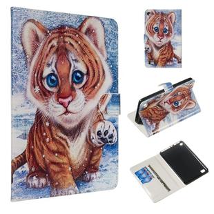 For Amazon Kindle Fire 7 2015 / 2017 Colored Drawing Pattern Horizontal Flip PU Leather Case with Holder & Card Slots(Tiger)