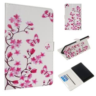 For Amazon Kindle HD8 2016 / 2017 / 2018 Colored Drawing Pattern Horizontal Flip PU Leather Case with Holder & Card Slots(Butterfly Love Flower)