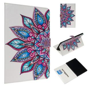 For Amazon Kindle HD10 2017 Colored Drawing Pattern Horizontal Flip PU Leather Case with Holder & Card Slots(Half Flower)