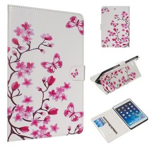 For iPad mini 5 / 4 / 3 / 2 / 1 Colored Drawing Pattern Horizontal Flip PU Leather Case with Holder & Card Slots(Butterfly Love Flower)