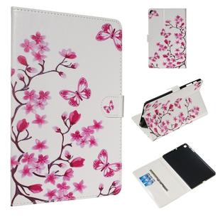 For Galaxy Tab A 10.1 (2019) / T510 Colored Drawing Pattern Horizontal Flip PU Leather Case with Holder & Card Slots(Butterfly Love Flower)