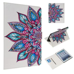 For iPad 4 / 3 / 2 Colored Drawing Pattern Horizontal Flip PU Leather Case with Holder & Card Slots(Half Flower)