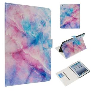 For iPad 4 / 3 / 2 Colored Drawing Pattern Horizontal Flip PU Leather Case with Holder & Card Slots(Pink Blue Marble)