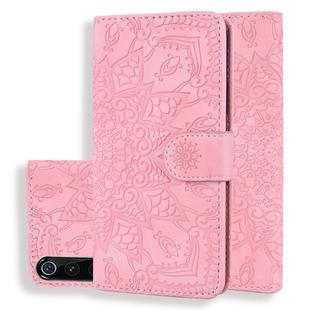 Calf Pattern Double Folding Design Embossed Leather Case with Wallet & Holder & Card Slots for Xiaomi Mi 9(Pink)