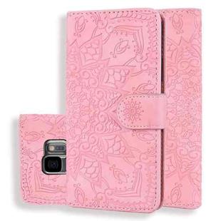 Calf Pattern Double Folding Design Embossed Leather Case with Wallet & Holder & Card Slots for Galaxy S9(Pink)