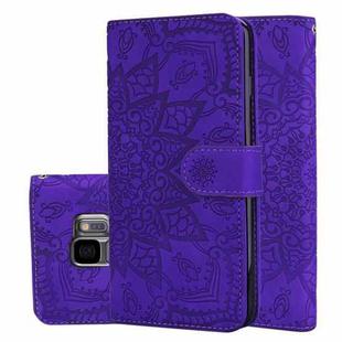 Calf Pattern Double Folding Design Embossed Leather Case with Wallet & Holder & Card Slots for Galaxy S9(Purple)