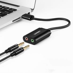 UGREEN US205 USB to Dual 3.5mm Jack Computer External Audio Card, Length: 15cm