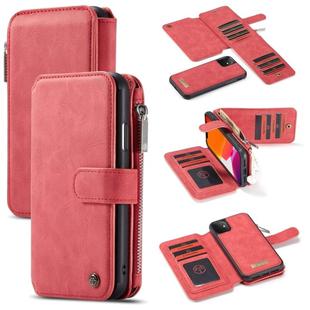 For iPhone 11 CaseMe-007 Detachable Multifunctional Horizontal Flip Leather Case with Card Slot & Holder & Zipper Wallet & Photo Frame (Red)