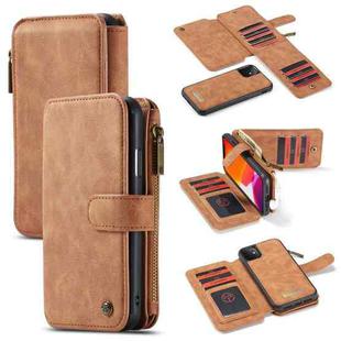 For iPhone 11 CaseMe-007 Detachable Multifunctional Horizontal Flip Leather Case with Card Slot & Holder & Zipper Wallet & Photo Frame (Brown)