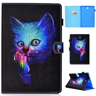 for Galaxy Tab S4 10.5 T830 Colored Drawing Stitching Horizontal Flip Leather Case, with Holder & Card Slots(Super Cat)