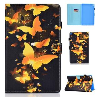 for Galaxy Tab A 8.0 (2019) P200 Colored Drawing Stitching Horizontal Flip Leather Case, with Holder & Card Slots(Golden Butterfly)
