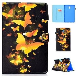 for Galaxy Tab A 10.5 T590 Colored Drawing Stitching Horizontal Flip Leather Case, with Holder & Card Slots(Golden Butterfly)