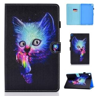 for Galaxy Tab S5e T720 Colored Drawing Stitching Horizontal Flip Leather Case, with Holder & Card Slots(Super Cat)