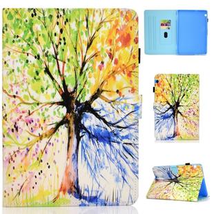for Huawei MediaPad T5 Colored Drawing Stitching Horizontal Flip Leather Case, with Holder & Card Slots(Colorful Tree)