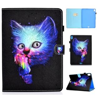 For iPad Pro 11 inch Colored Drawing Stitching Horizontal Flip Leather Case, with Holder & Card Slots & Sleep / Wake-up function(Super Cat)