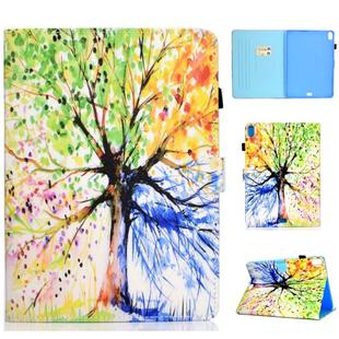 For iPad Pro 11 inch Colored Drawing Stitching Horizontal Flip Leather Case, with Holder & Card Slots & Sleep / Wake-up function(Colorful Tree)