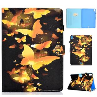 For iPad Pro 11 inch Colored Drawing Stitching Horizontal Flip Leather Case, with Holder & Card Slots & Sleep / Wake-up function(Golden Butterfly)