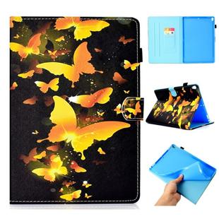 For iPad Pro 10.5 2017 / 2019 Colored Drawing Stitching Horizontal Flip Leather Case, with Holder & Card Slots & Sleep / Wake-up function(Golden Butterfly)