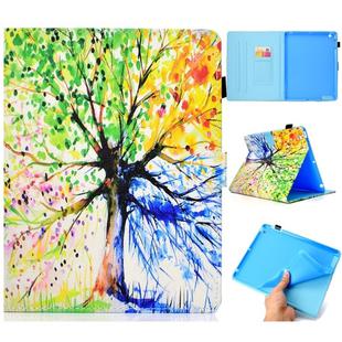 For iPad 2 / 3 / 4 Colored Drawing Stitching Horizontal Flip Leather Case, with Holder & Card Slots & Sleep / Wake-up function(Colorful Tree)